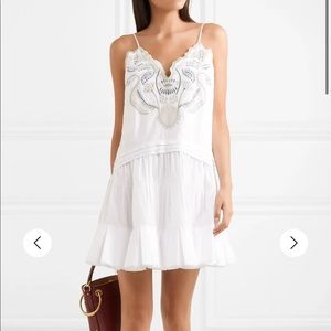 Chloe Ruffled Embroidered cotton-voile dress